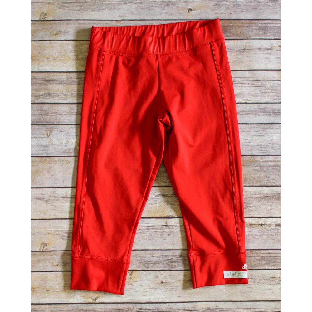Adidas Stella McCartney Crop Leggings Small Red Capri Activewear Yoga Pants